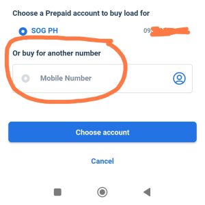 Buy load for another mobile number